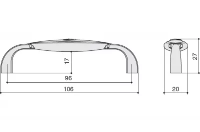 Ручка-скоба 96мм, отделка серебро старое + вставка