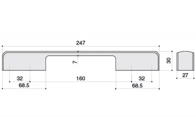 Ручка-скоба 160-224мм, отделка хром глянец + чёрный пластик