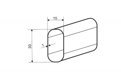 Штанга для одежды 15х30х1, L=3000мм, отделка хром глянец