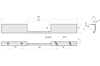 Ручка-скоба L.350мм, отделка сталь шлифованная