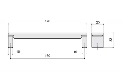 Ручка-скоба 160мм, отделка сталь