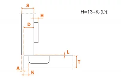 Петля 94" накладная для холодильника (толщина фасада до 32 мм)