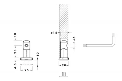 Ножка опорная врезная Н.25 для 18ДСП