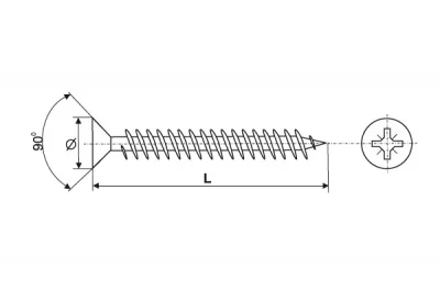Шуруп-саморез, головка потай-прямая (за упаковку 1.000штук)