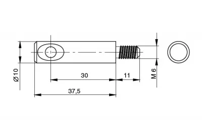 Шток с резьбой М6 для стяжки конической, отделка цинк