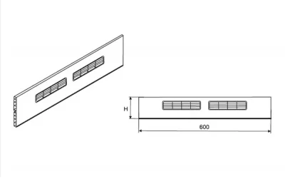 182/805 Решётка вентиляционная для цоколя ПВХ Н.120, L=600, под шлифованный алюминий