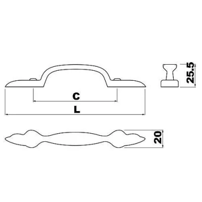 Ручка мебельная AREZO C=96 мм, старое золото GTV UZ-AREZO-96-04