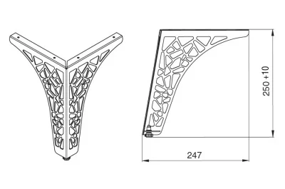 Ножка декоративная Париж, h.250, отделка черный бархат (матовый)