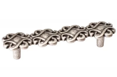 Ручка-скоба 96мм, отделка серебро старое (2 винта М4х22 + 2 винта М4х25)