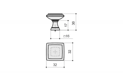 Ручка-кнопка, отделка шлифованная медь
