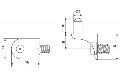 Полкодержатель Г-образный с винтом, отделка никель (за 100 штук)