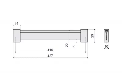 Ручка-скоба 416мм, отделка хром матовый лакированный + венге