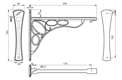 Менсолодержатель &quot;Merletto&quot;, отделка бронза античная французская, малый