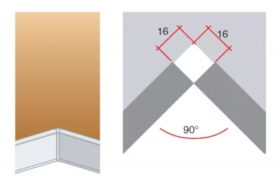 Угол 90" внутренний для столешниц Н40, алюминий анодированный