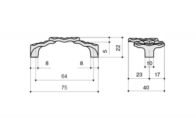 Ручка-скоба 64мм, отделка бронза античная "Флоренция"