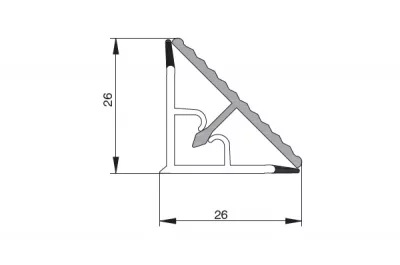 Бортик треугольный рифленый, L=3050, бронза