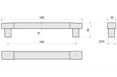 Ручка-скоба 160мм, отделка никель матовый + транспарент прозрачный