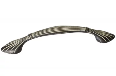 Ручка-скоба 96мм, отделка чернёное серебро + декапе