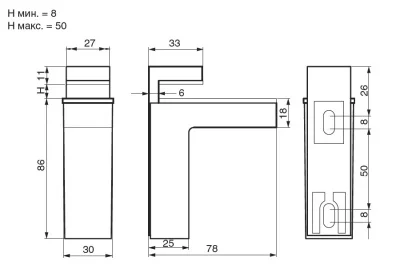 Менсолодержатель "BiQuadro", отделка хром матовый, комплект 2 штуки