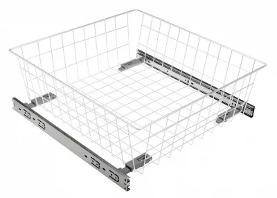 GTV: Корзина для белья H=100, S-60, на направляющей шариковой полного выдвижения H35 L450 белая KO-SRH35100-60-10