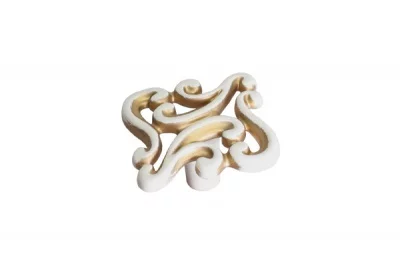 Ручка-кнопка, отделка молочная с золотой патиной