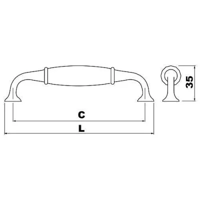 Ручка мебельная ALATRI C=128 мм, старое золото GTV UZ-ALATR-128-04