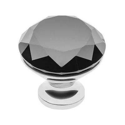 Ручка-кнопка CRYSTAL PALACE B 40мм, хром/черное стекло GTV GZ-CRPB40-A1