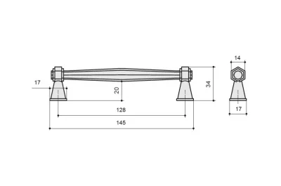 Ручка-скоба 128мм, отделка железо античное черное: 9.1342.0128.50