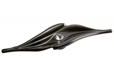 Ручка-кнопка, отделка воронёный глянец + горный хрусталь