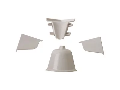 Комплект соединителей овального пристеночного бортика (VER%/35), (4ч.:2 загл., 90°внут.+90°внеш.)пластик, светло-серый 98102