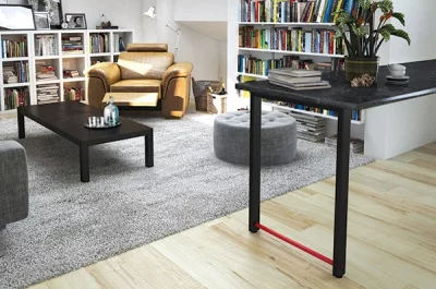 Опора для стола Ливерпуль, h.720, отделка черный бархат (матовый)+красный