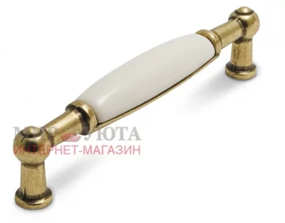 Ручка-скоба 96мм бронза состаренная/керамика: UP210AB/MLK