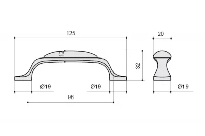 Ручка-скоба 96мм, отделка бронза старая + гравировка