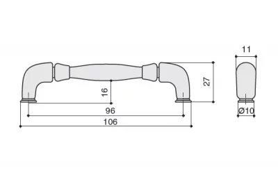 Ручка-скоба 96мм, отделка никель античный