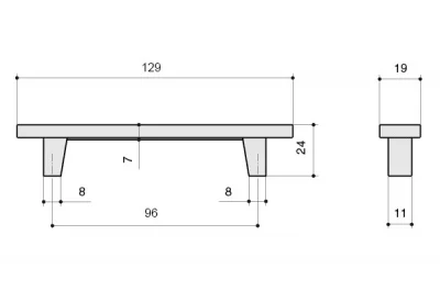 Ручка-скоба 96мм, отделка серебро люкс