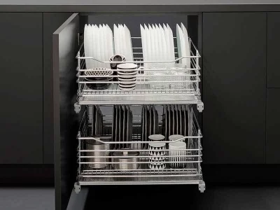 Посудосушитель в нижнюю базу 600мм с поддоном, направляющие плавного закрывания, хром