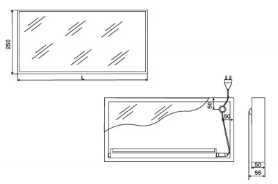 Полка-светильник Just-50, 1200х250 мм, 26W (6400 K) белый глянец + стекло