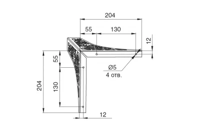 Ножка декоративная Париж, h.250, отделка золото (перламутр)