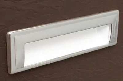 Ручка врезная 128мм, отделка белый глянец + хром глянец