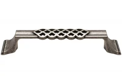 Ручка-скоба 128мм, отделка серебро старое (2 винта М4х22 + 2 винта М4х25)