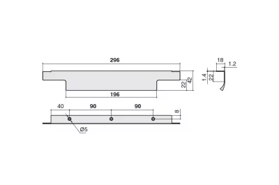 Ручка накладная 296мм (90/90), отделка сталь шлифованная