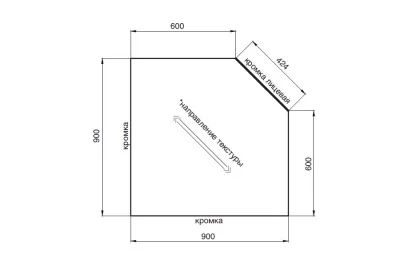 Столешница для угловых решений 900х900х38,8 Олдвуд