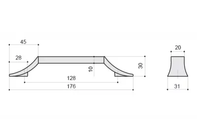 Ручка-скоба 128мм, отделка хром глянец + белый матовый
