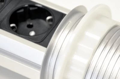 Встраиваемый блок Move (3 розетки 220В), отделка под алюминий/чёрная