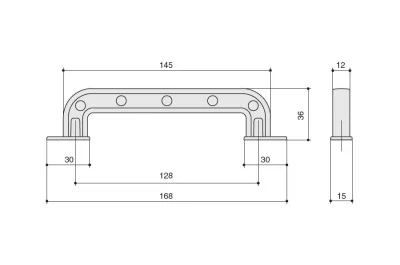 Ручка-скоба 128мм, отделка олово
