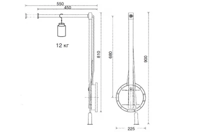 Лифт для навески одежды, левосторонний