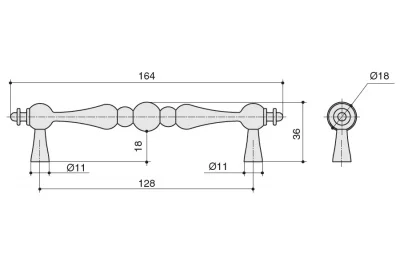 Ручка-скоба 128мм, отделка серебро старое