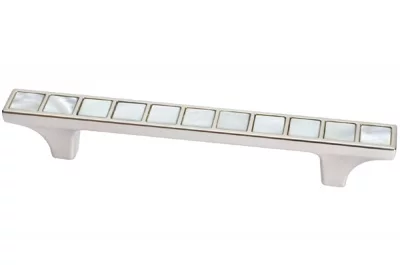 Ручка-скоба 96мм, никель глянец + перламутр