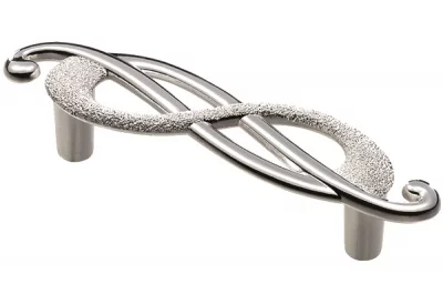 Ручка-скоба 64мм (правая), отделка серебро лунное