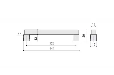 Ручка-скоба 128мм, отделка венге + хром матовый